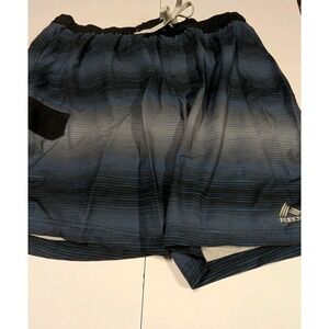 RBX Men's Swim Trunks Size XL Mesh Lined Elastic Waist Drawstring Blue Stripes